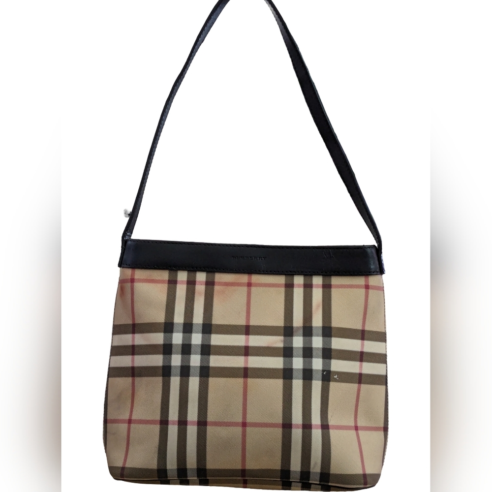 Burberry Tan and Black Plaid Shoulder Bag